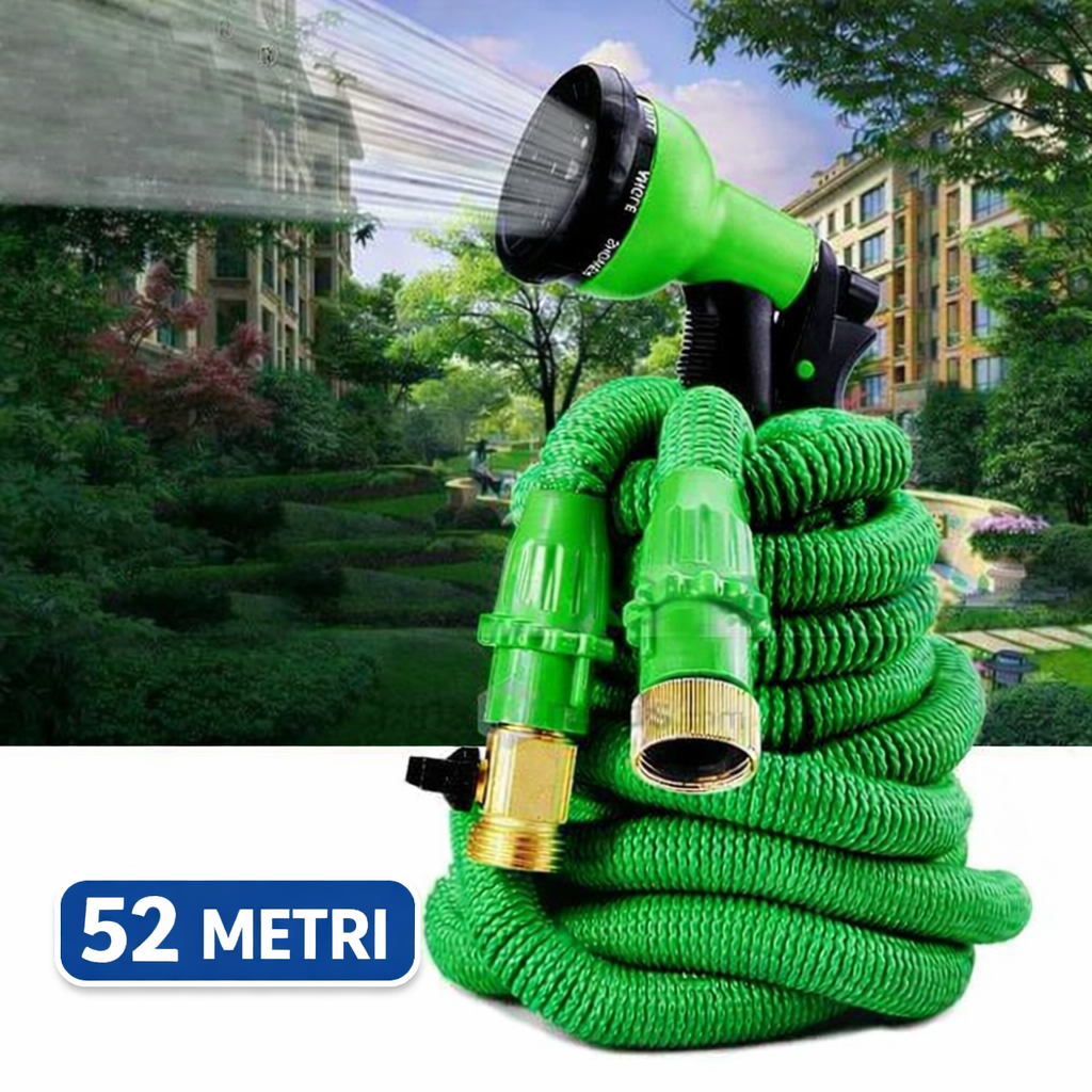 Furtun Extensibil Gradina 52 m cu Pistol Multifunctional si Conectori Metalici